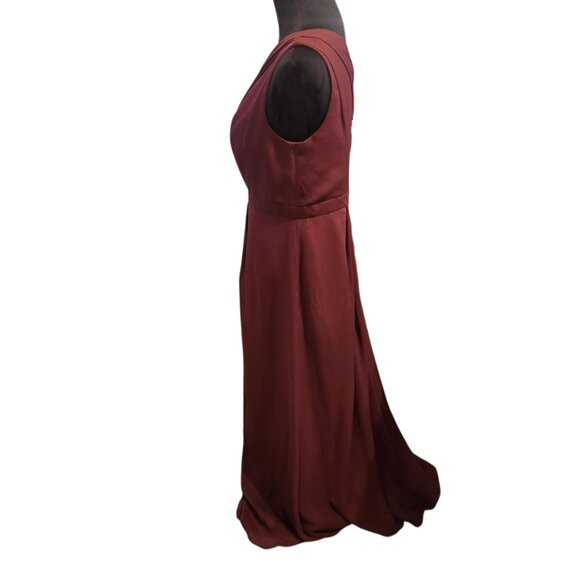 David's Bridal Burgundy/Deep Purple One Shoulder Dress With Split Size 12 - Picture 12 of 12
